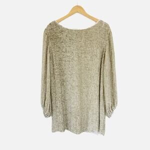 Free People Gold Sequin Long Puff Sleeve Mini Cocktail Dress Small